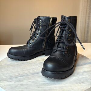 Ugg Uggs Australia Women's Kilmer Black Leather‎ Combat Boots US Size 5
